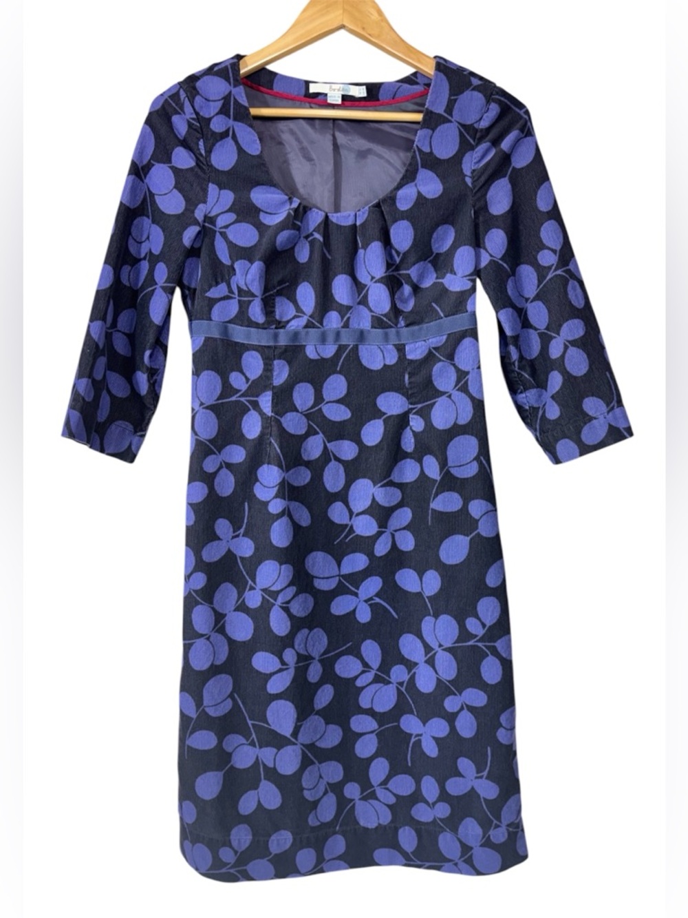 BODEN Womens Dress Soft Fine Pin Wale Corduroy Black Purple Leaf Size 4L